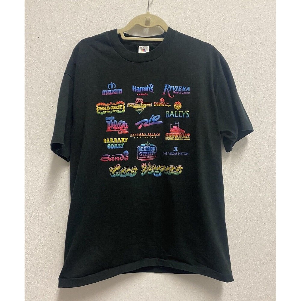 Vintage Men's T Shirt Las Vegas Hotels Casinos Single Stitch Size XL